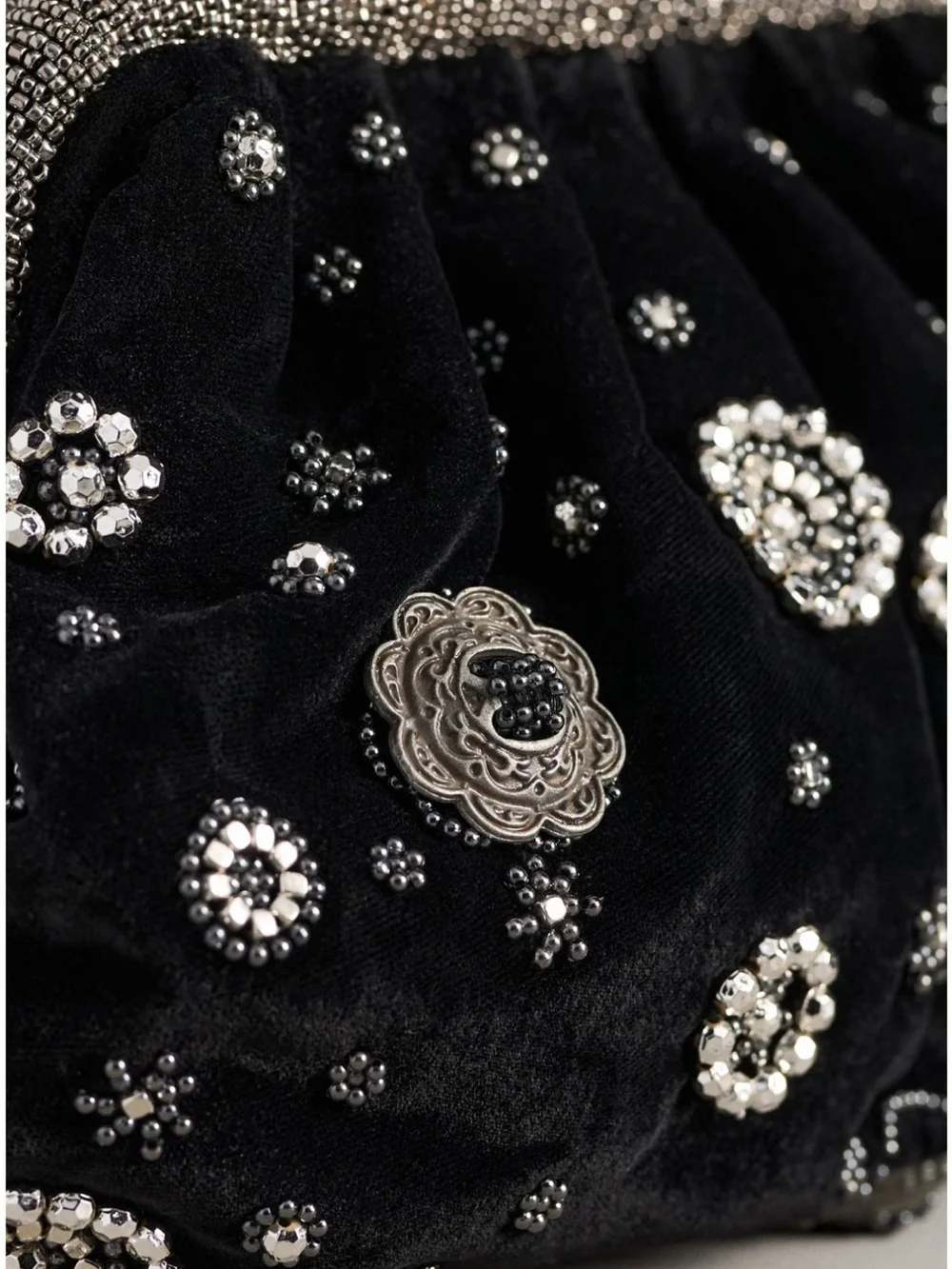 Anthropologie Studded Embellished Velvet Clutch